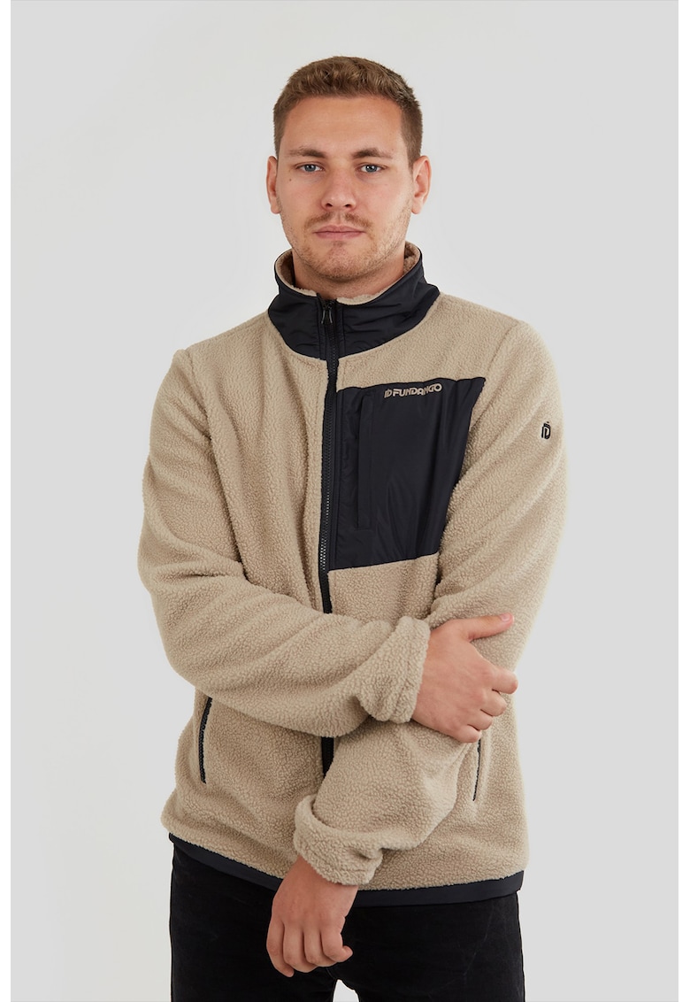 Jacheta regular fit din fleece Haven Hybrid - Maro nisip
