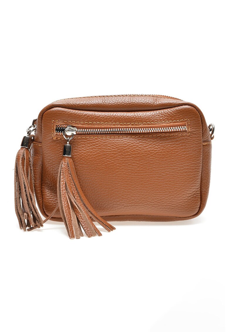 Geanta crossbody de piele cu canaf