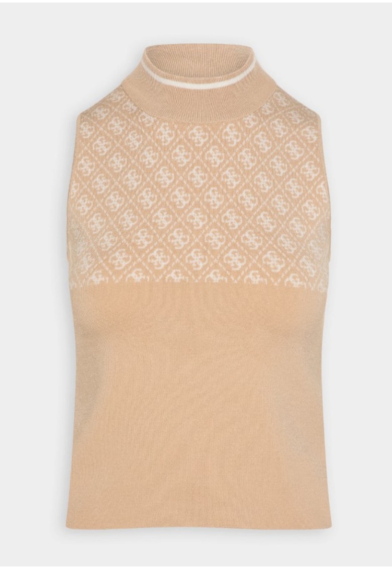 Top crop dama cu model - viscoza - bej -