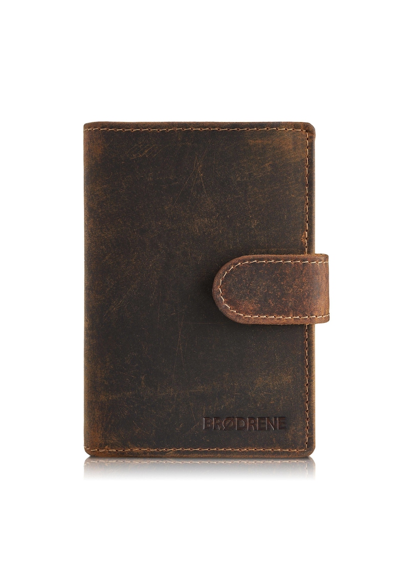 Portofel pentru barbati - Brodrene - Piele ecologica - Maro