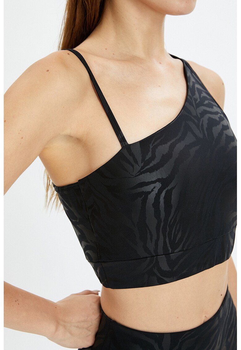 Top asimetric cu imprimeu zebra