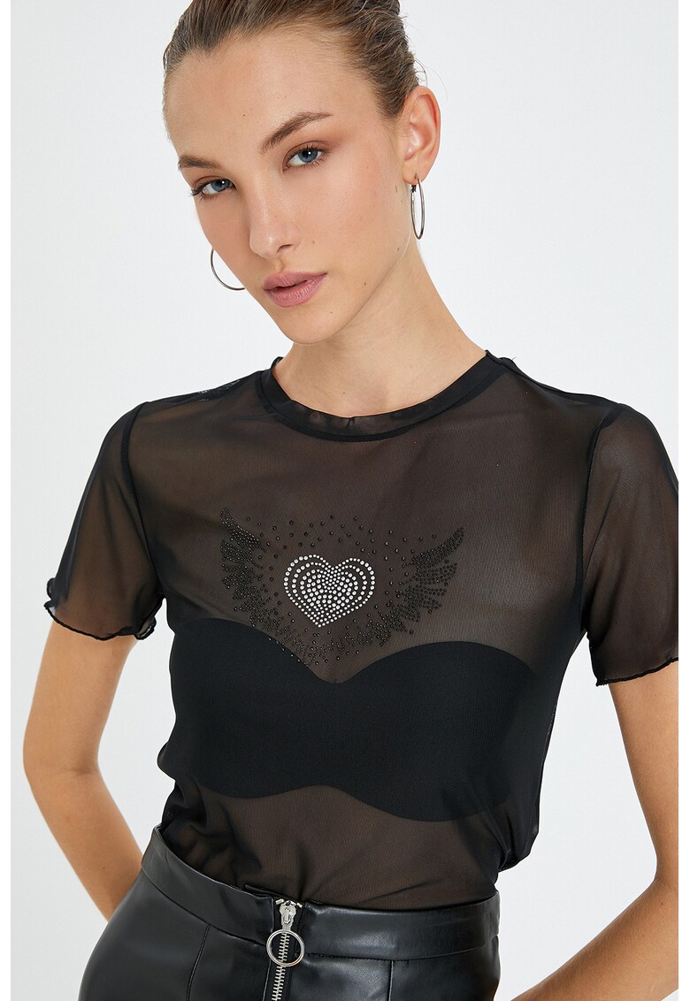 Bluza din tul cu inima din strasuri