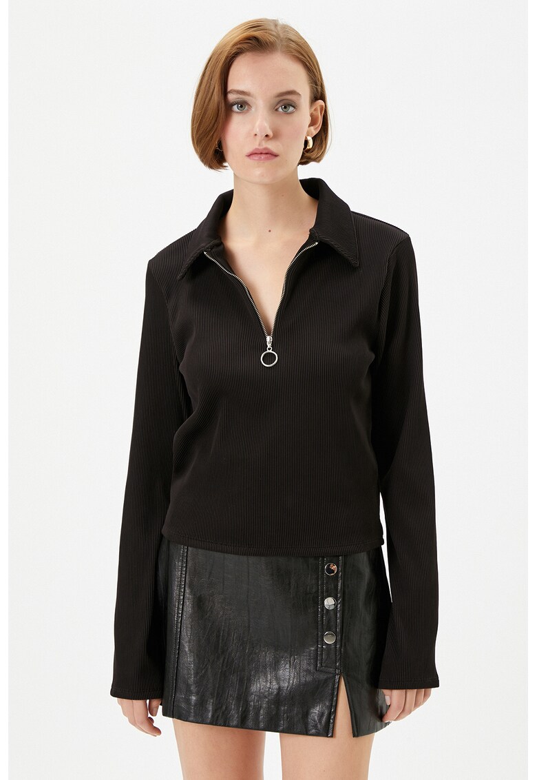 Bluza polo cu fermoar scurt