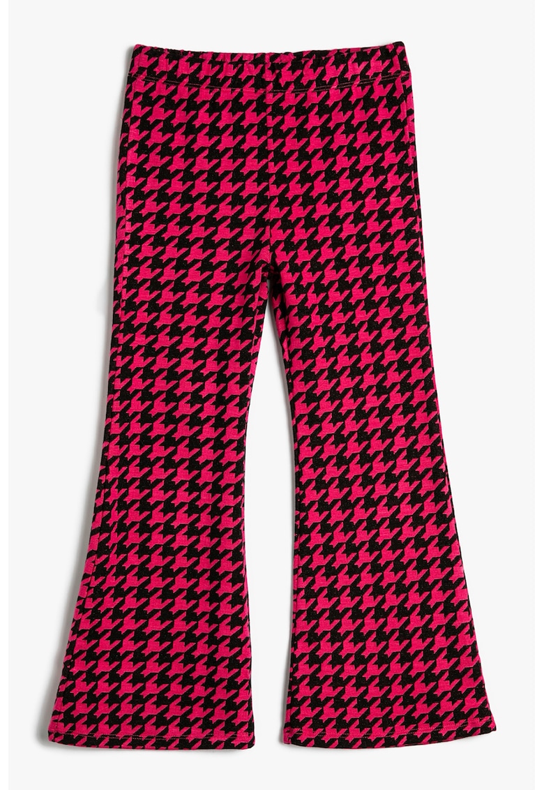 Pantaloni evazati cu model houndstooth
