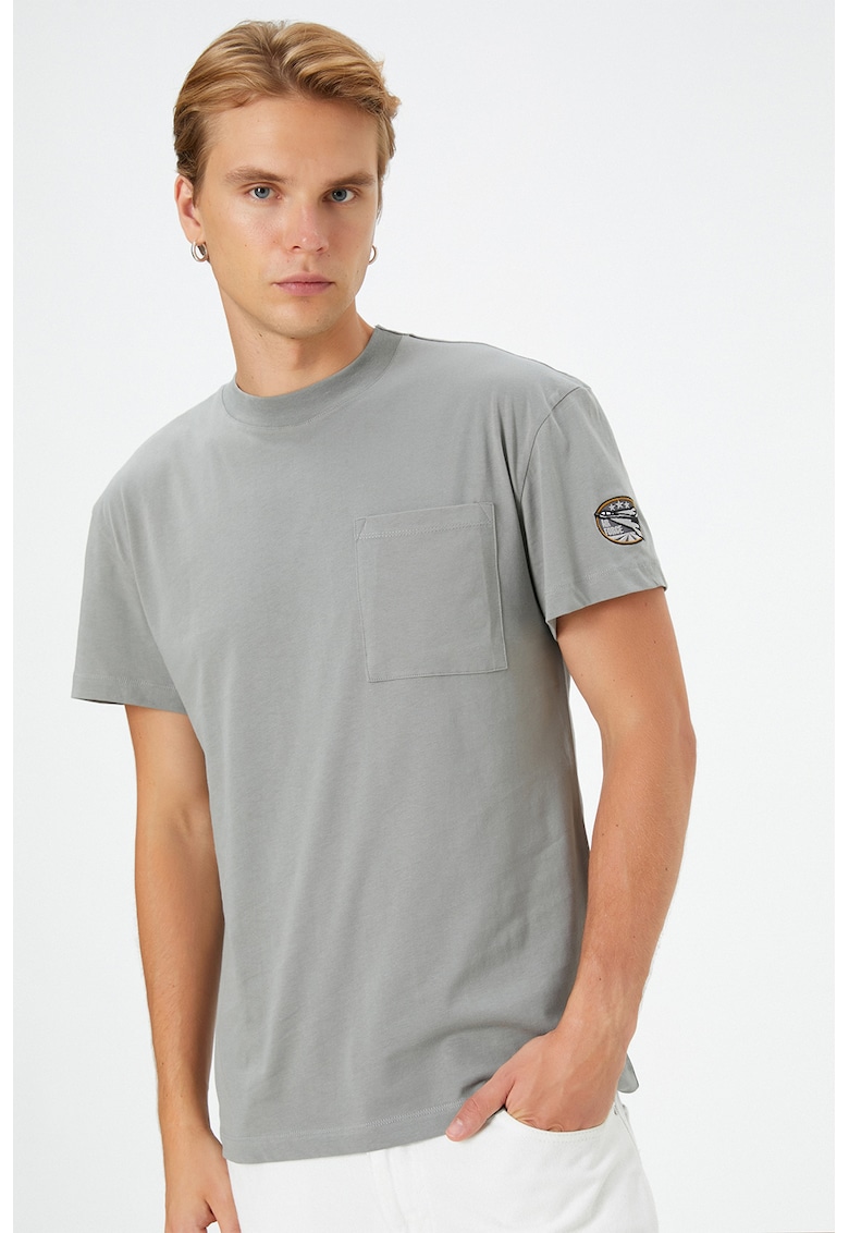 Tricou de bumbac cu buzunar pe piept