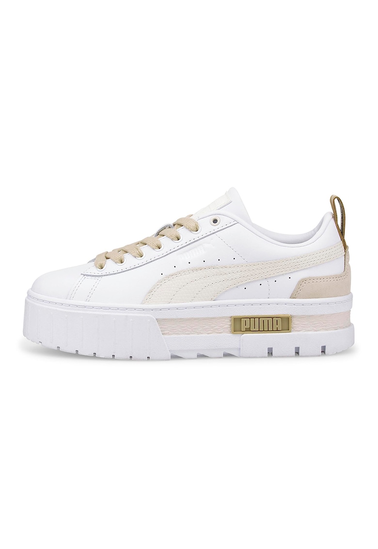 Pantofi sport flatform de piele Mayze Luxe - Alb/Bej