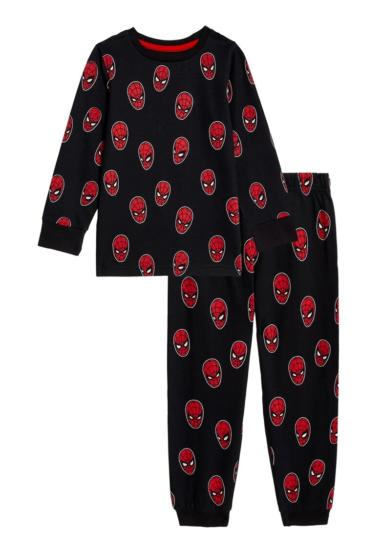 Pijama de bumbac cu pantaloni lungi si imprimeu