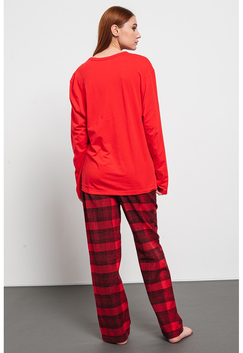 Pijama de bumbac cu pantaloni in carouri