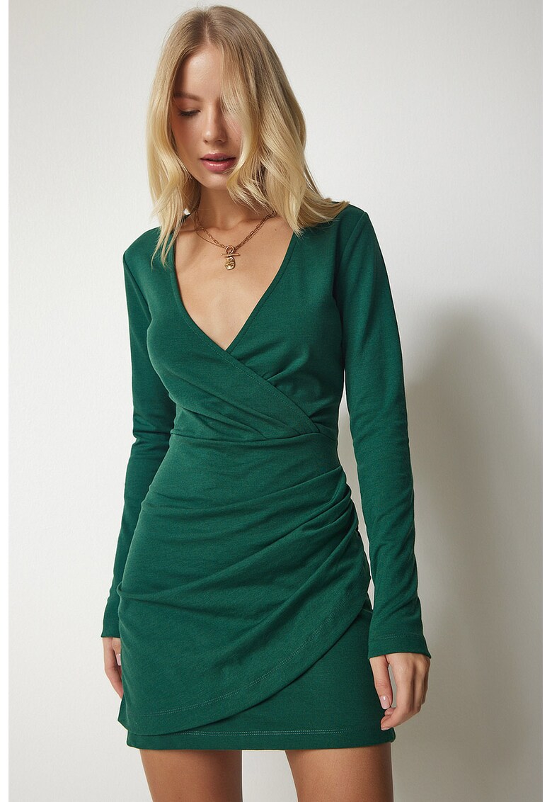 Rochie drapata cu decolteu cache-coeur