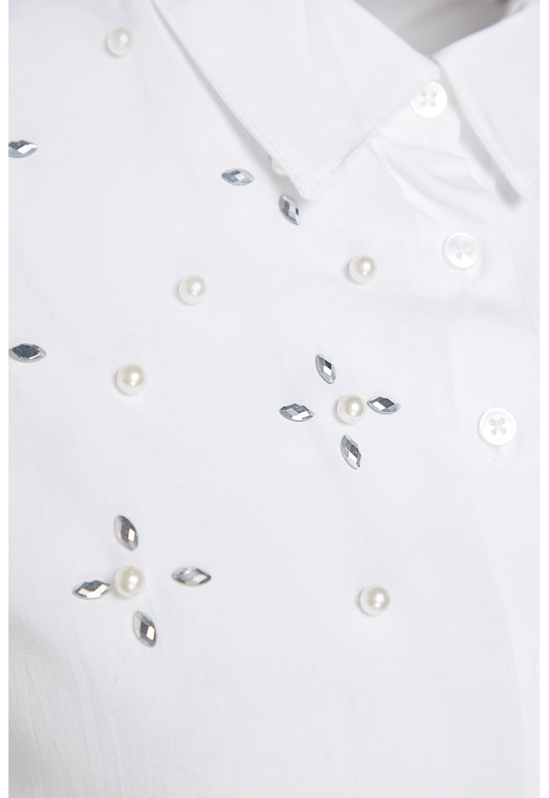 Camasa supradimensionata cu strasuri si perle sintetice