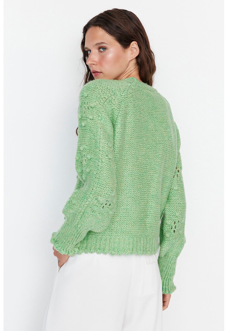 Cardigan cu decolteu in v si aspect texturat