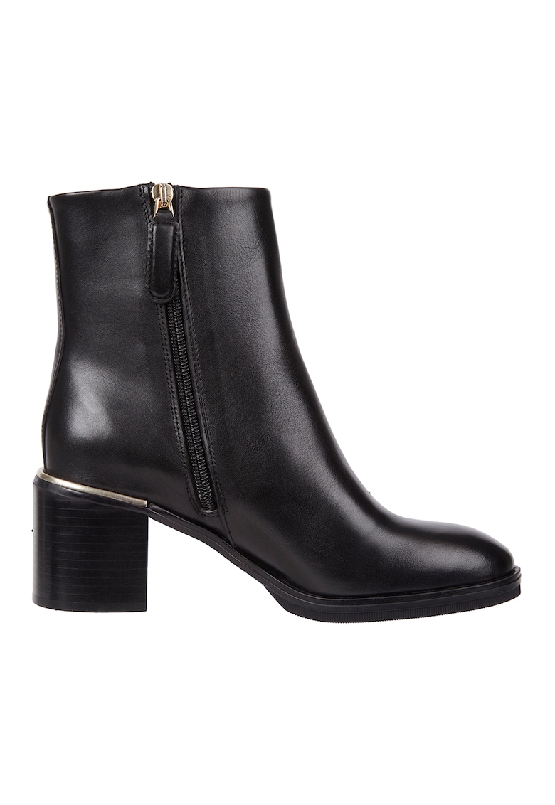 Botine din piele cu toc masiv