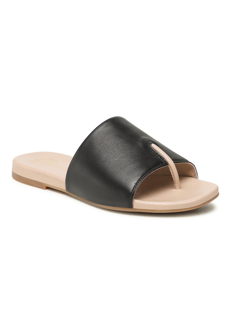 Papuci flip-flop dama - 302825165 - Piele naturala - Negru