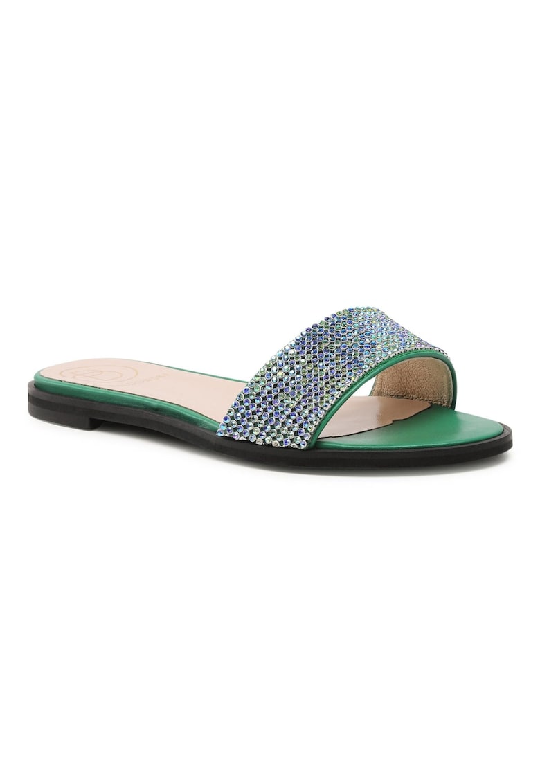 Papuci flip-flop dama - 302173655 - Piele naturala - Verde