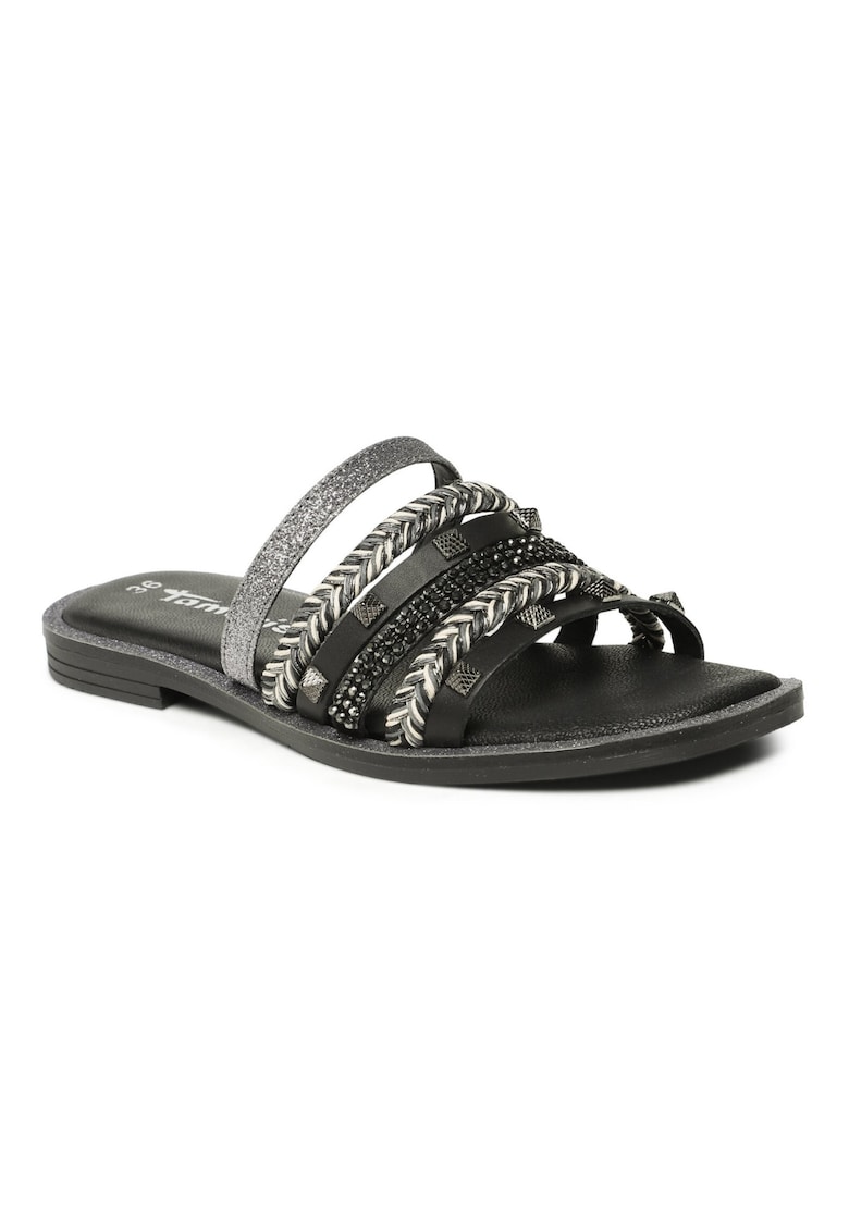 Papuci flip-flop dama - 302254057 - Piele naturala - Negru