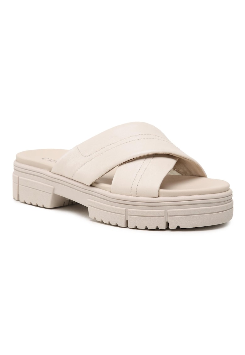 Papuci flip-flop dama - 301925521 - Piele naturala - Alb