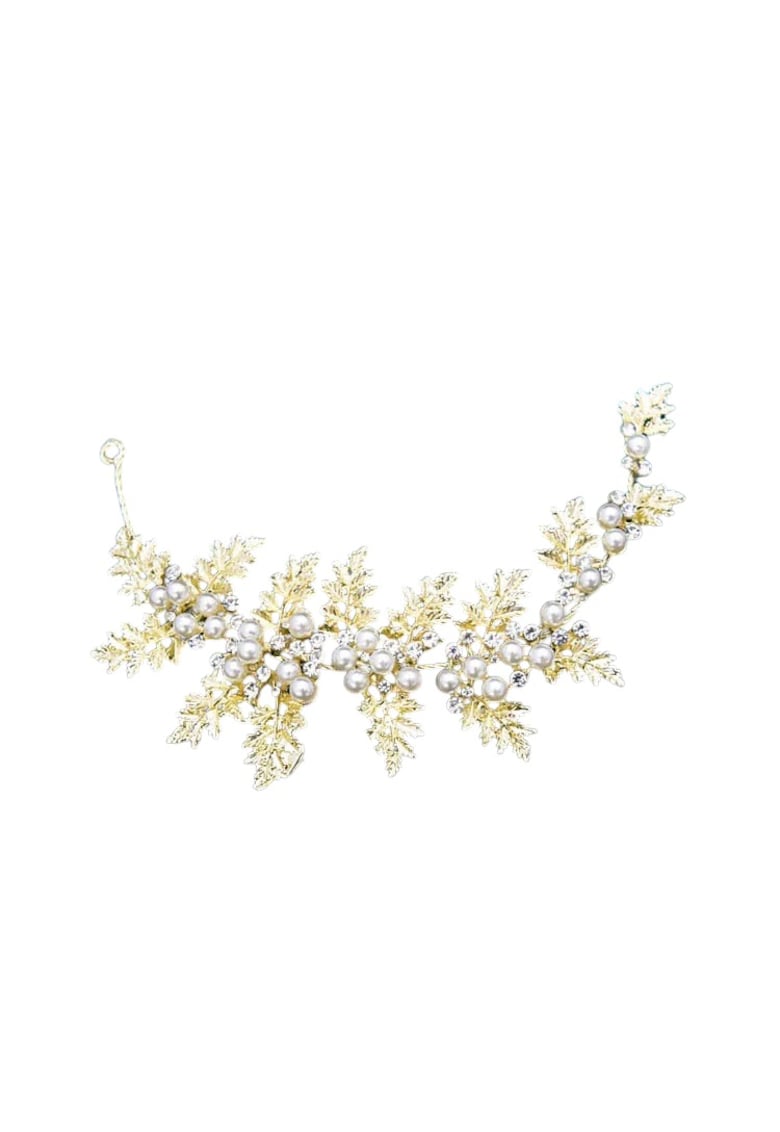 Accesoriu de par - auriu - cu frunzulite - pietre si perle - Malfrid C5 -