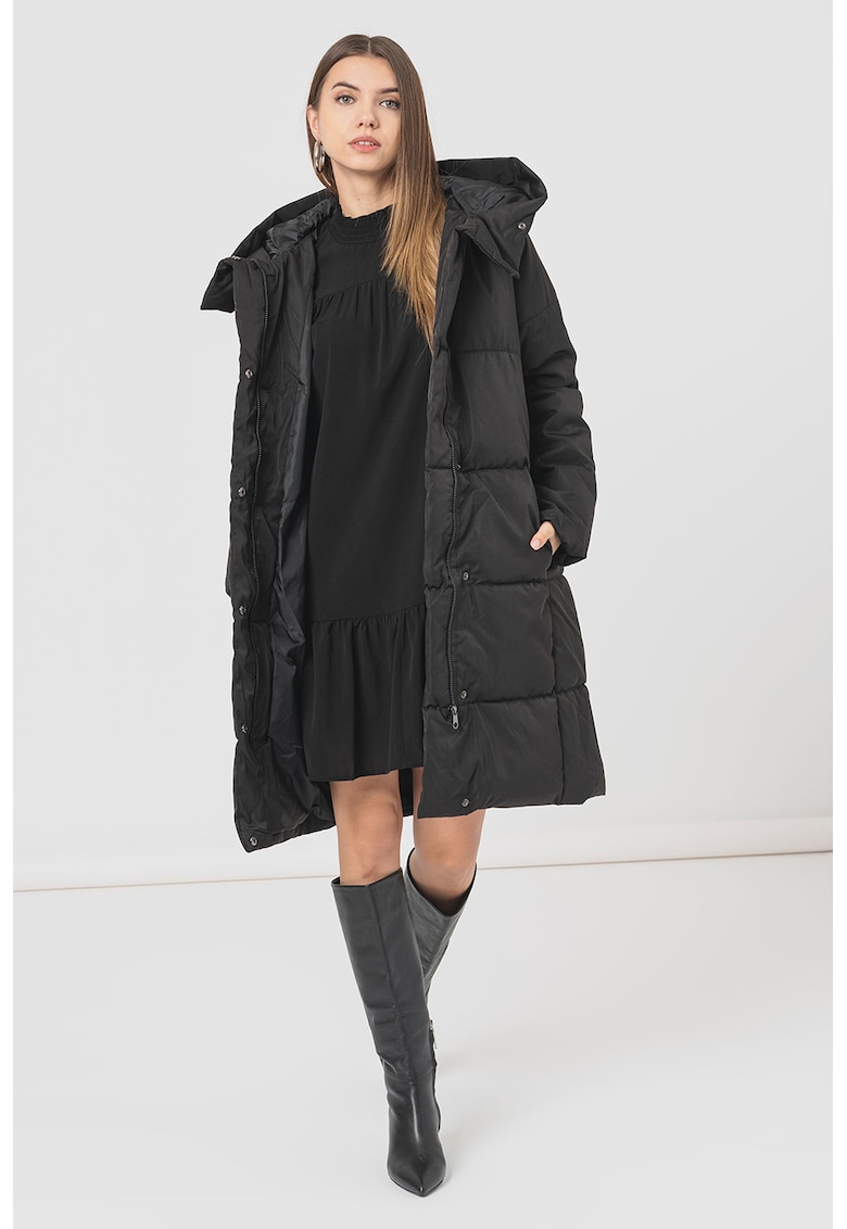 Geaca cu model lung si aspect matlasat Stella - Negru