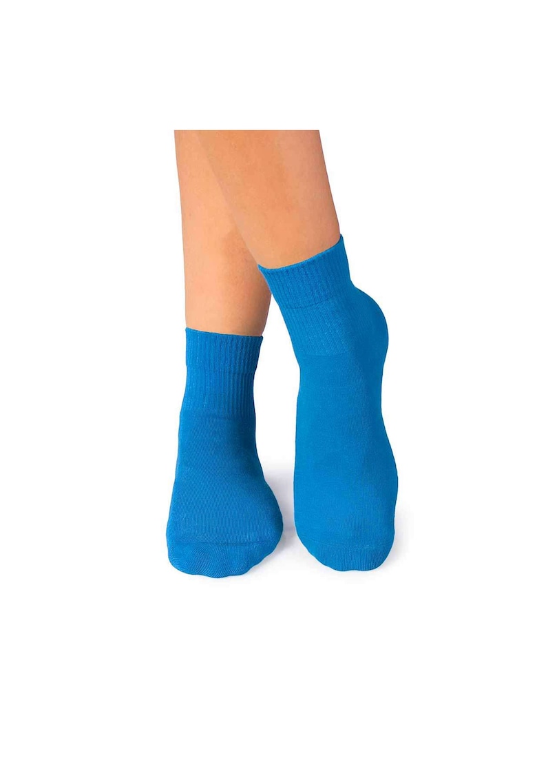 Sosete bumbac organic albastru cu smiley face si sad face Active Day