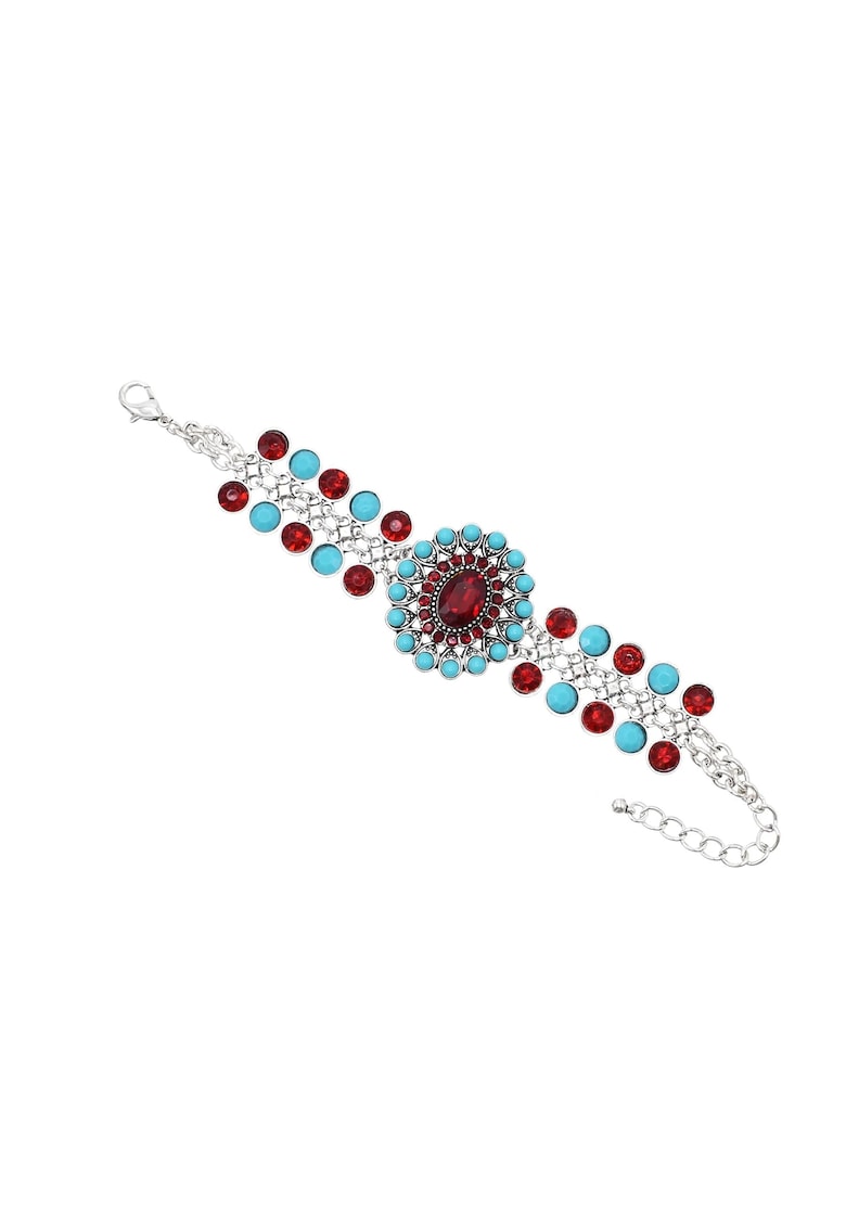 Bratara argintie - cu pietre bleu si rosii - stil turcesc - Maddie C10 -