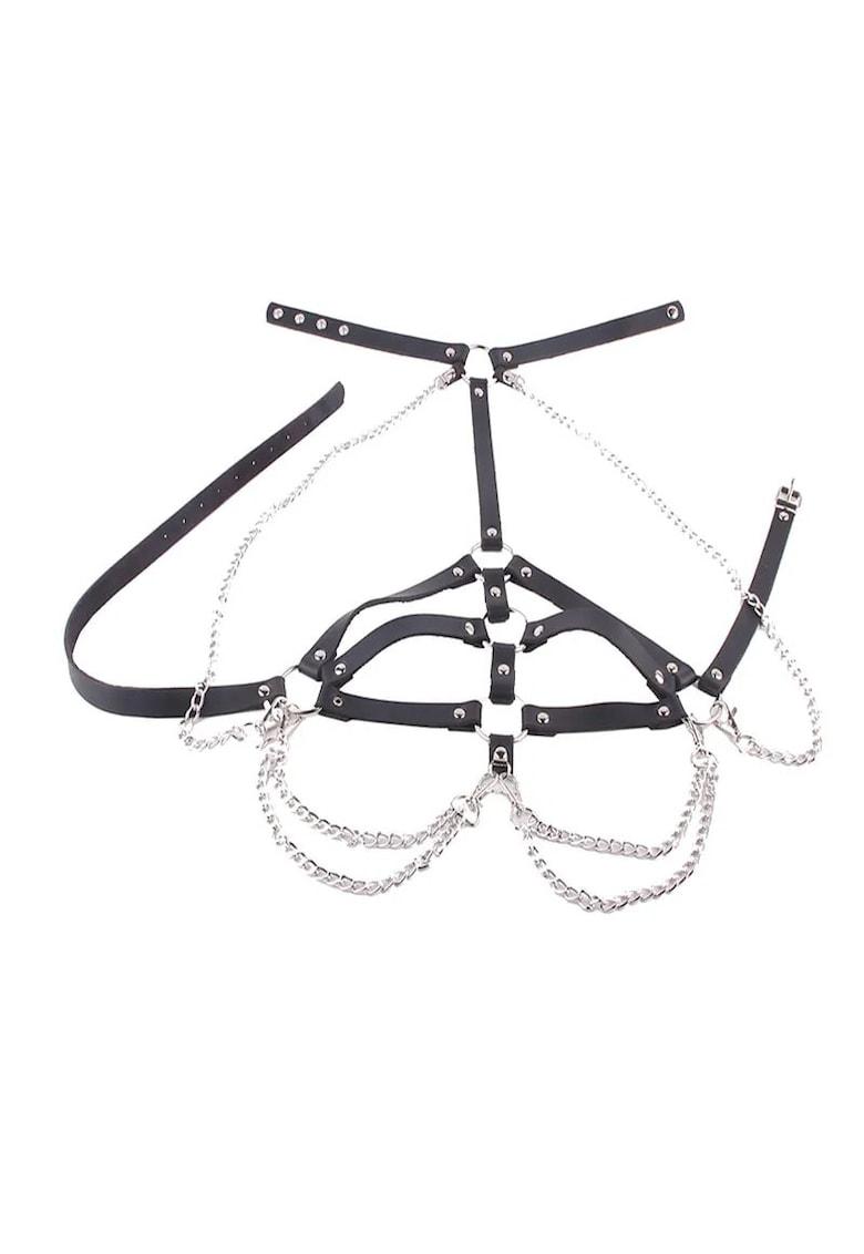 Ham negru - din piele ecologica - cu lanturi - Lykka C22 -