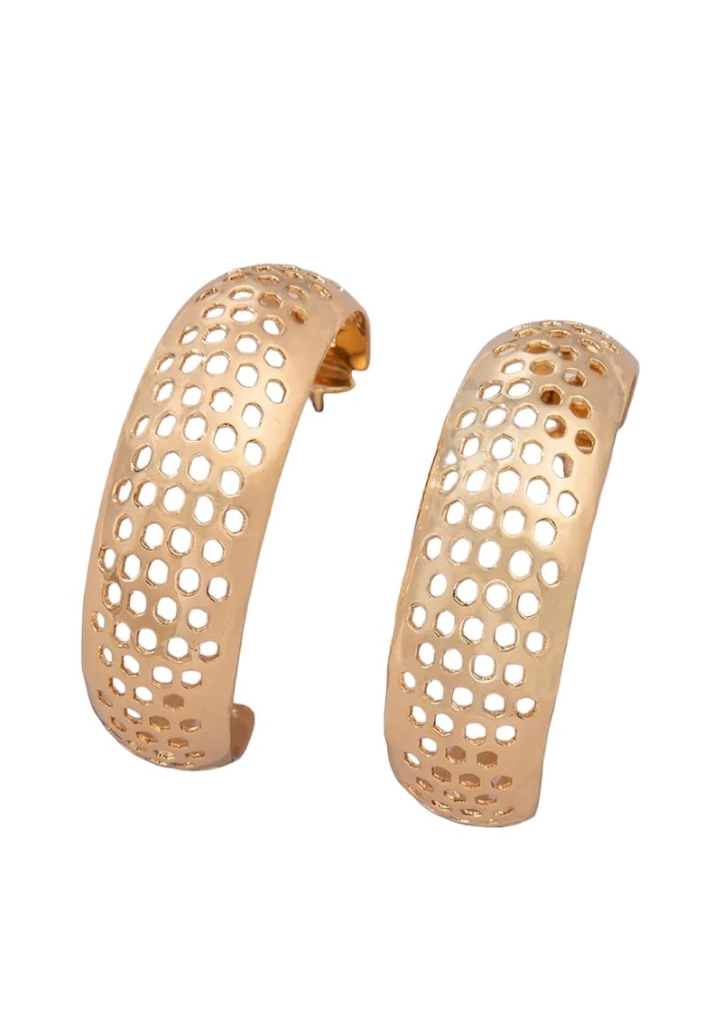 Cercei aurii - semirotunzi - textura perforata - Louis C7