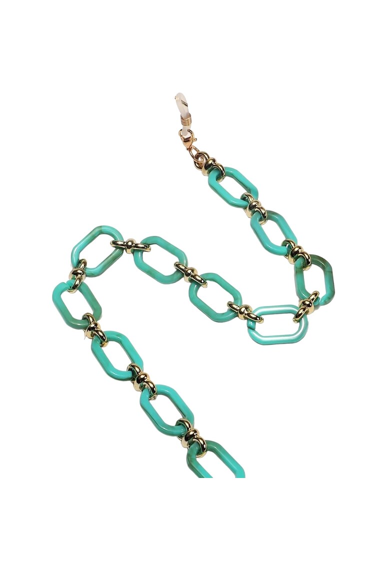Lant de ochelari - auriu - cu piese imbinate verzi - Lusine C2