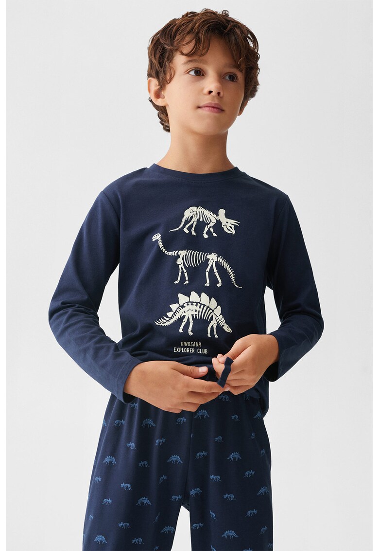 Pijama din bumbac cu imprimeu