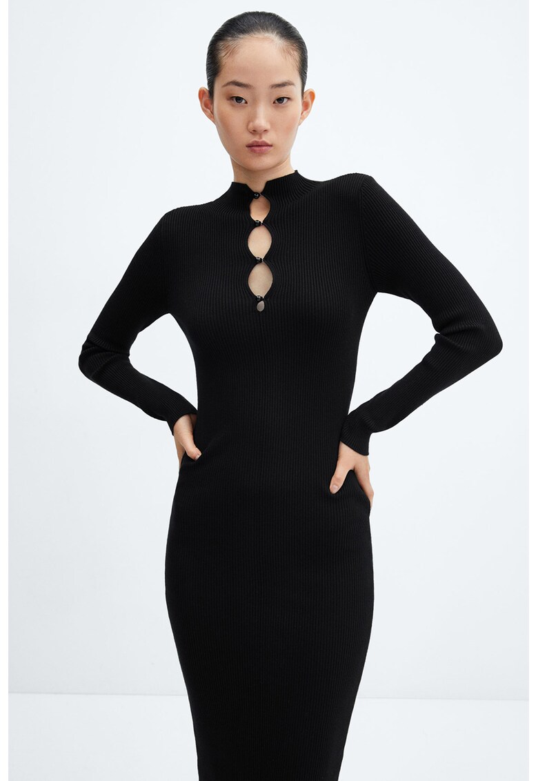 Rochie midi cu nasturi si decupaje