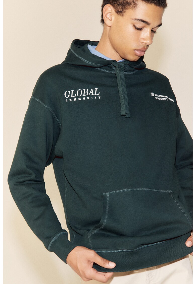 Hanorac cu maneci cazute si buzunar kangaroo Global