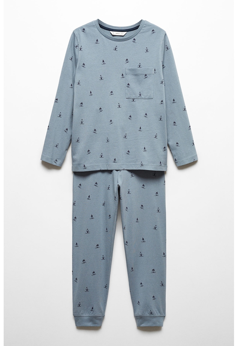 Pijama cu buzunar aplicat pe piept Skiers