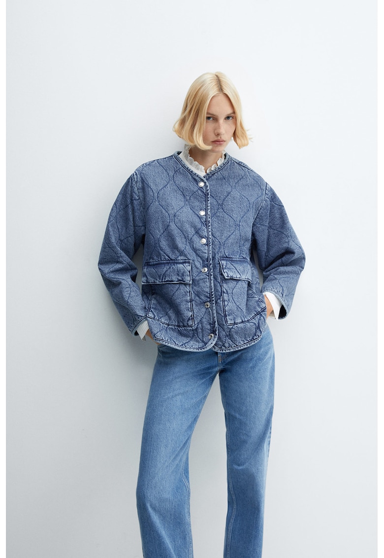 Jacheta de denim cu aspect matlasat Sugar
