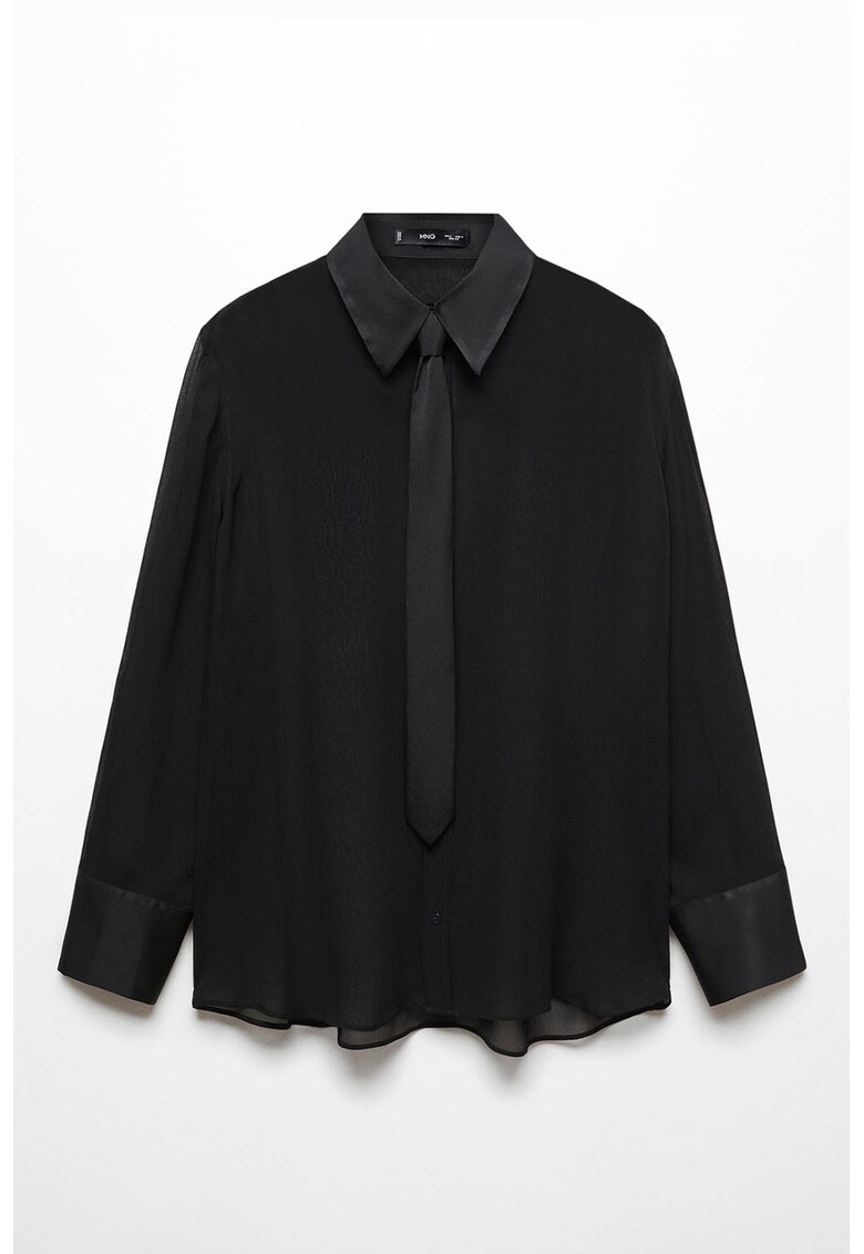 Camasa transparenta cu detalii de satin Blacky