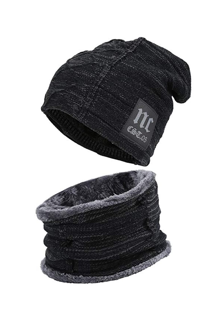 Set doua piese - caciula de barbati si fular asortat - captuseala moale si pufoasa - model daily casual - tematica felling confident - marime universala - EFAYN