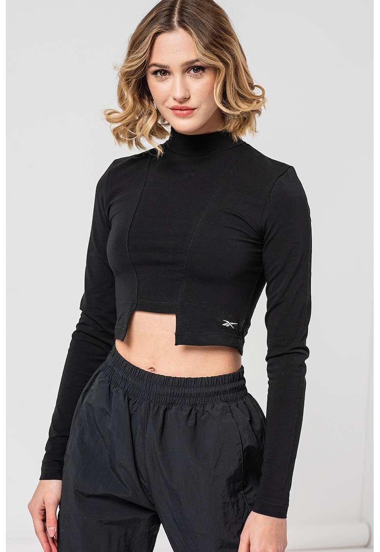 Bluza crop din amestec de bumbac pentru fitness