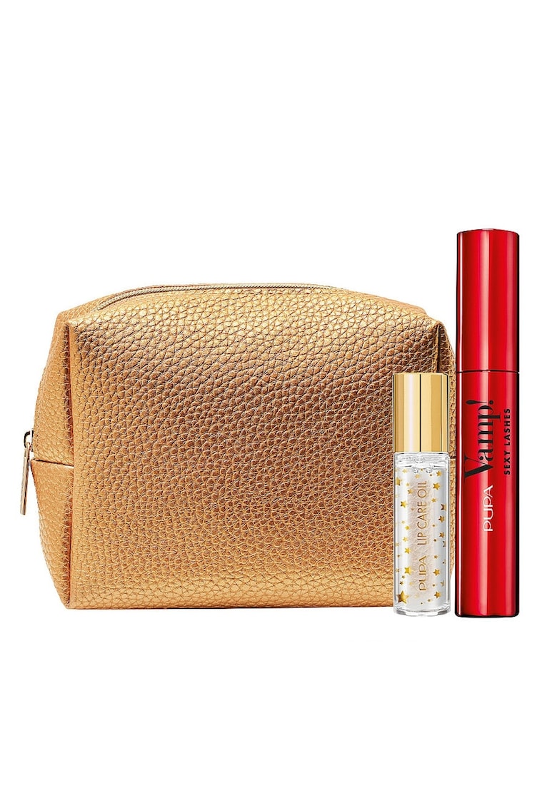 Set Mascara Vamp! Sexy Lashes - 001 Black - 12 ml + Ulei de buze Vamp! Nourishing - Lip Oil - 9.5 ml + Geanta clutch