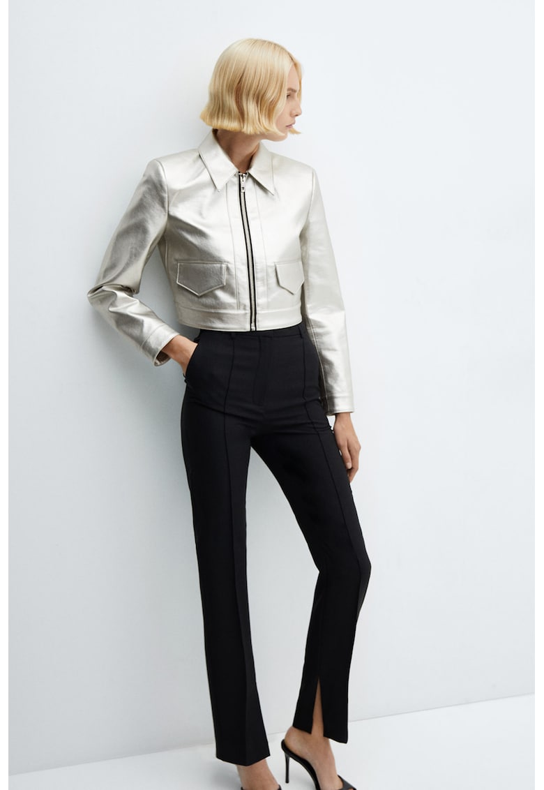 Jacheta crop cu aspect metalizat