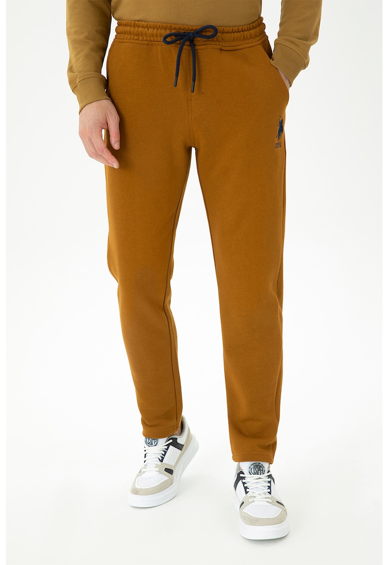 Pantaloni de trening din amestec de bumbac cu logo brodat