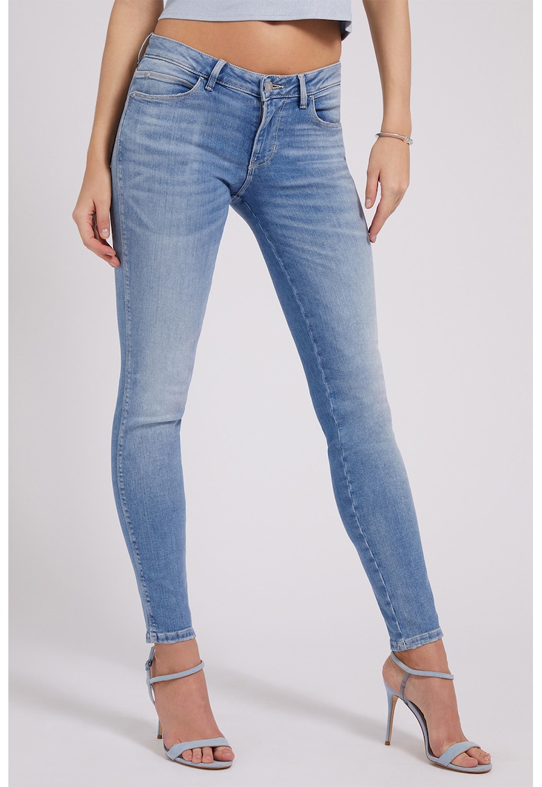 Blugi skinny cu aspect decolorat - Albastru deschis