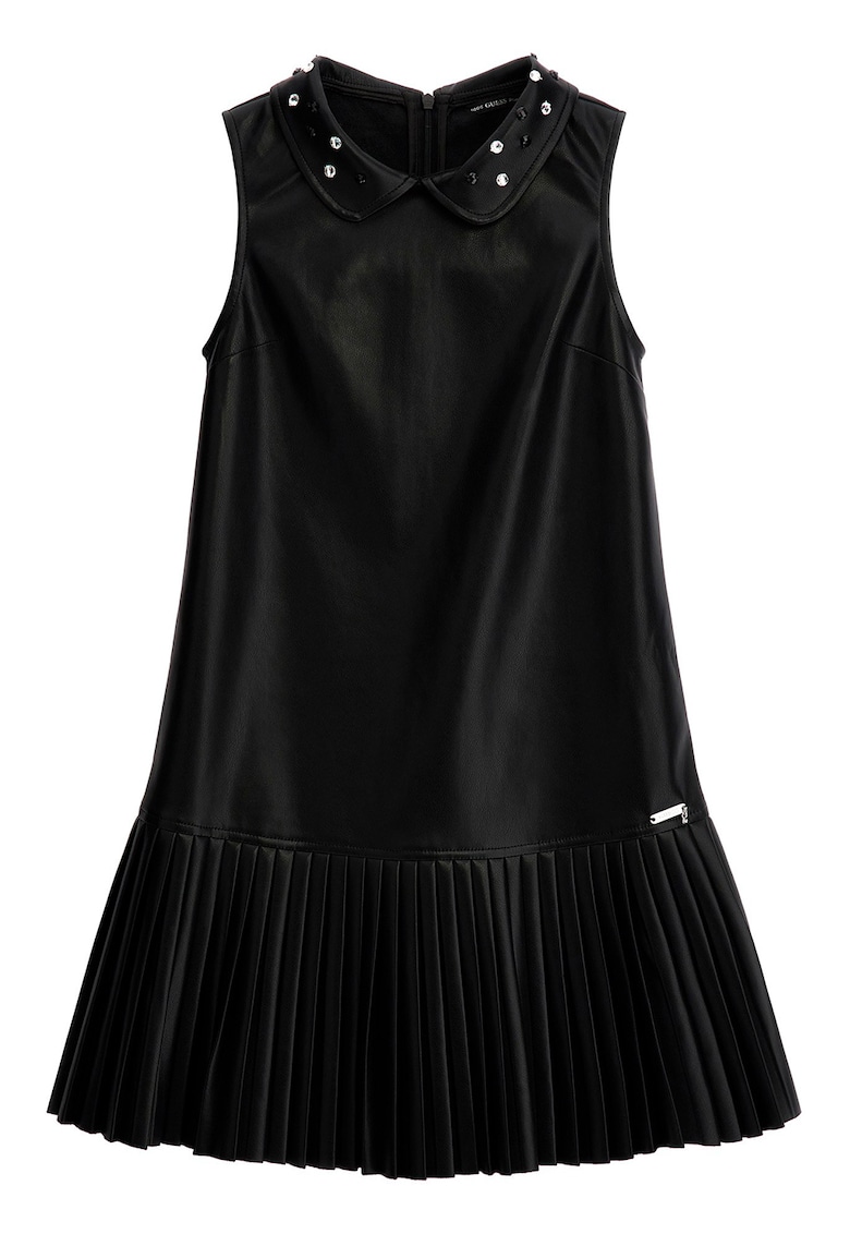 Rochie de piele ecologica cu terminatie plisata