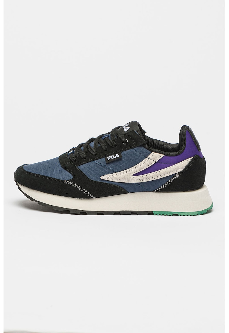Pantofi sport de plasa cu garnituri de piele intoarsa Run Formation - Gri - Negru/Bleumarin