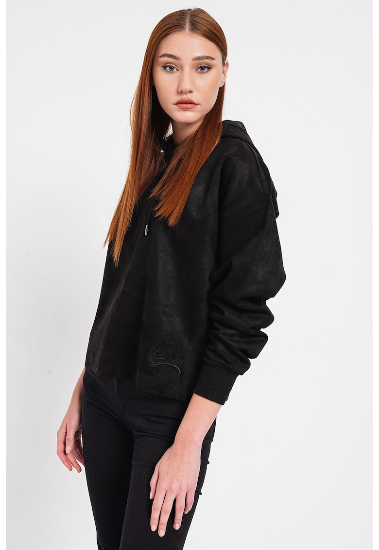 Hanorac cu logo brodat - Negru