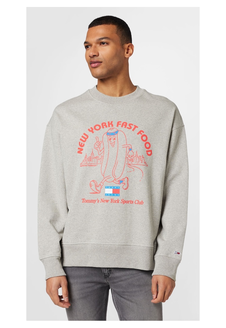 Bluza Barbati - Relaxed Sport - Gri - Bumbac - M Gri argintiu