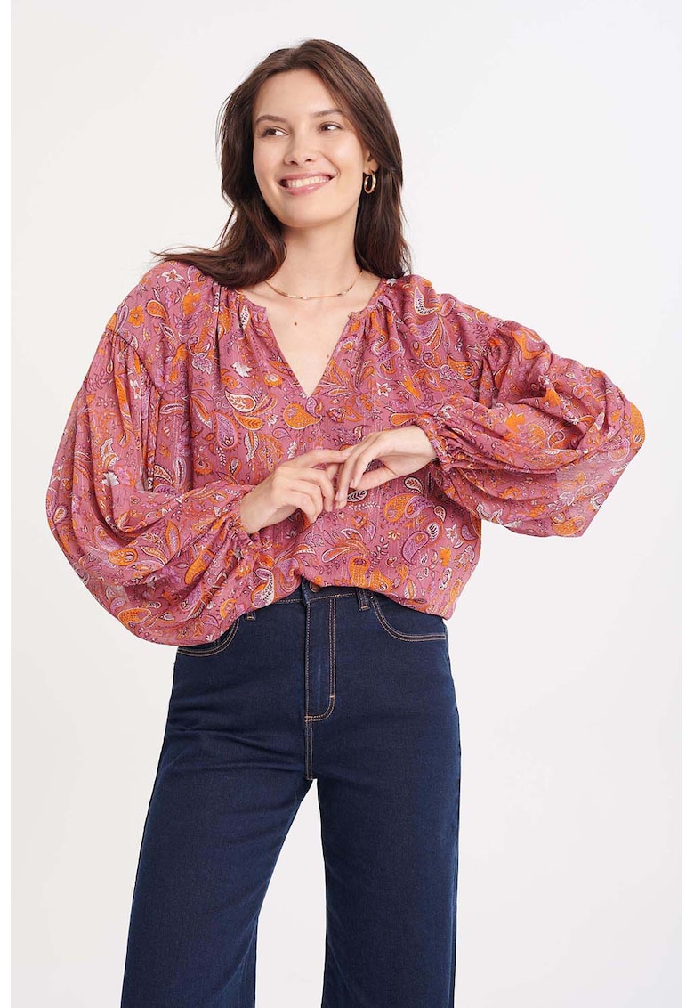 Bluza-tunica cu croiala lejera si maneci semitransparente