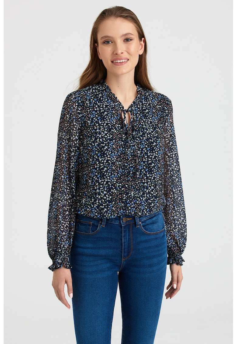 Bluza cu imprimeu floral - Bleumarin