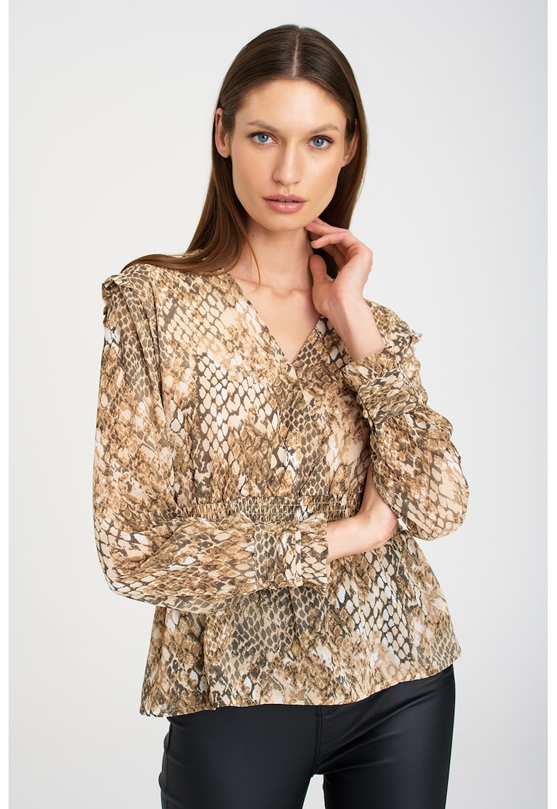 Bluza cu animal print si talie elastica