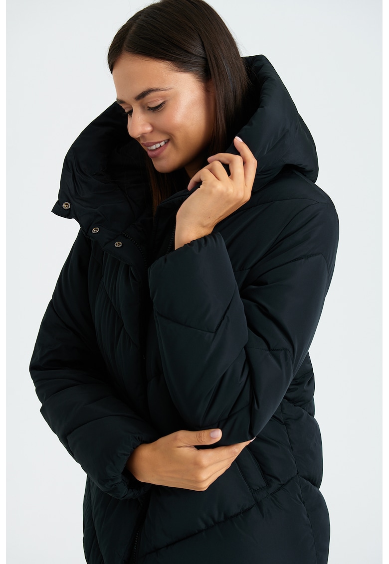 Geaca cu vatelina si gluga - Negru