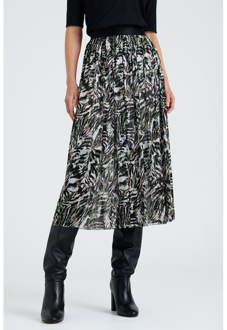 Fusta midi evazata cu talie medie