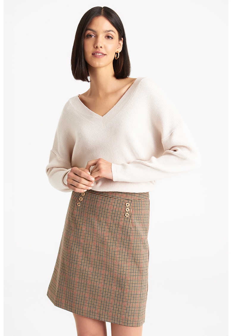 Fusta mini cu croiala in A si model in carouri