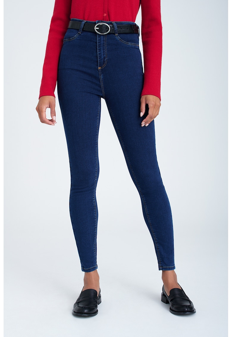 Blugi skinny cu talie inalta1 - Bleumarin